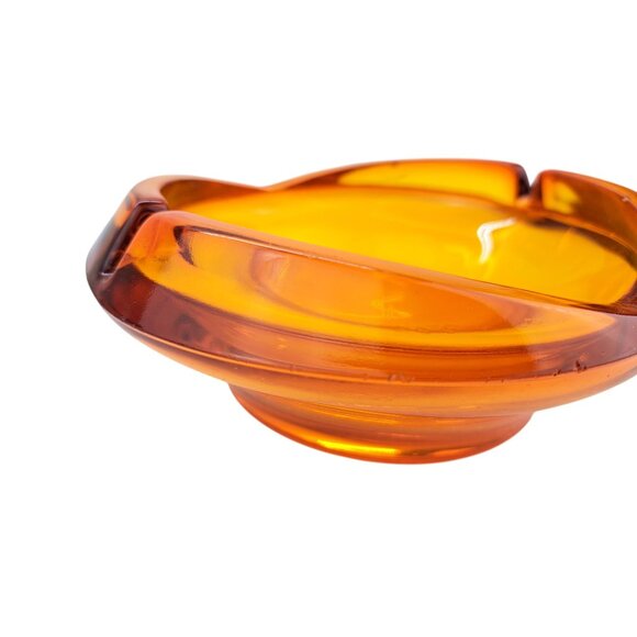 Vintage Viking Persimmon Glass Cadmium Amber Ashtray Tulip Orange MCM 6.5 inches - Picture 14 of 16